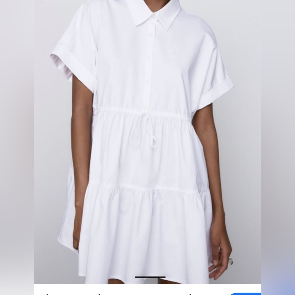 Zara White Cotton Dress - Size XS